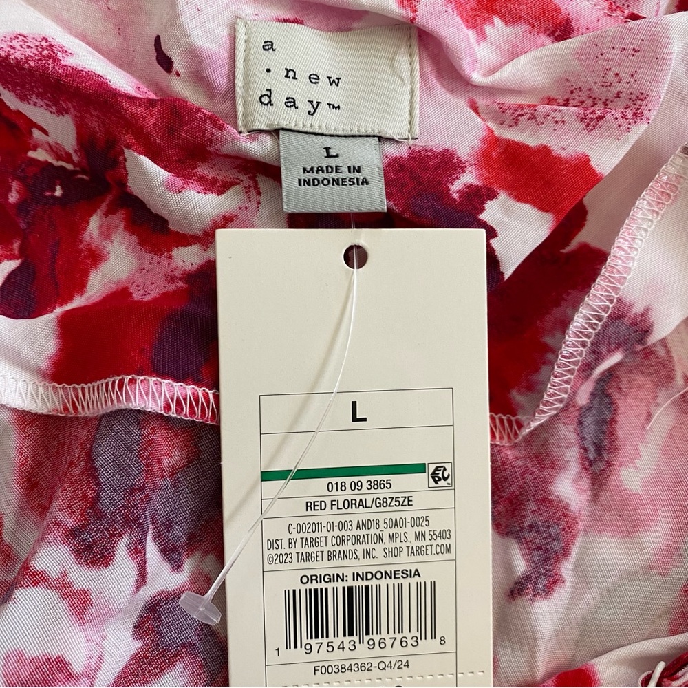 NWT a new day Red Floral Crepe Midi Slip Dress Women’s Size Large - Picture 5 of 12